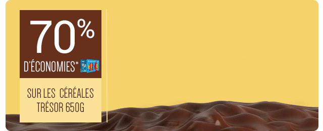 Bénéficiez 70% de remise fidélité sur les Céréales Trésor