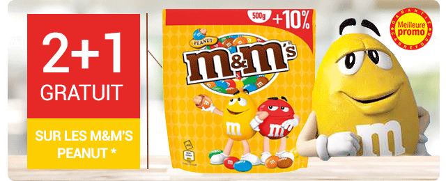 Bénéficiez 2+1 gratuit sur les M&M's