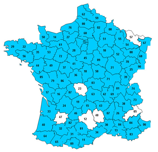 D&eacute;partements desservis