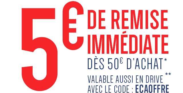 5€ de remise immédiate dès 50€ d'achat